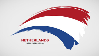 Hand drawing brush stroke flag of Netherlands with painting effect vector illustration