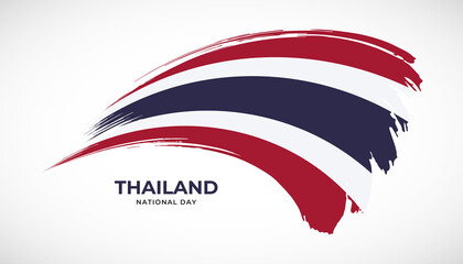 Hand drawing brush stroke flag of Thailand with painting effect vector illustration