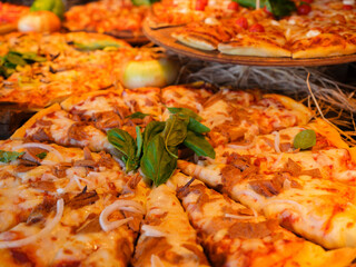 fresh italian pizzas in a restaurant