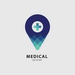Medical Location Creative Medical Clinic and Healthcare Concept Logo Design Template