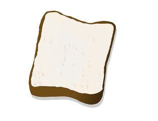 Piece of square bread slice top view, realistic illustration minimalistic vector