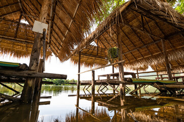 Hut for living beside Huay Tueng Thao Lake