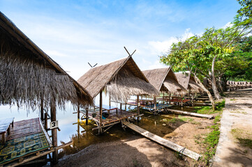 Hut for living beside Huay Tueng Thao Lake