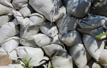 a pile of white old bags