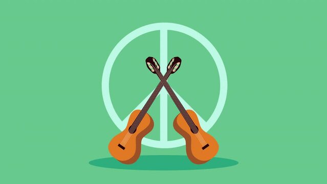 peace symbol and guitars animation
