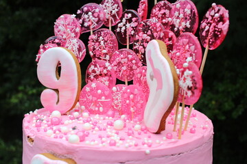 pink birthday cake for a girl