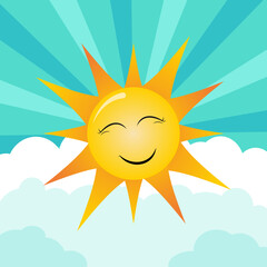 Smiling and happy sun vector illustration