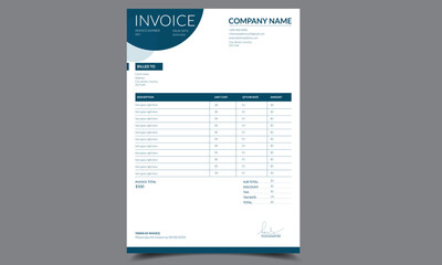 corporate minimal invoice design for professional uses, a4 invoice design