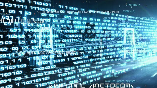 Software development, application programming code and tacit computer coding . Concept of smart digital transformation and technology disruption that changes global trends in new information era .