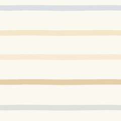 Seamless pattern wavy stripes hand-drawn. Striped abstract pattern in retro style. Cute and delicate wavy stripes texture. Blue, brown and yellow stripes on a beige background.