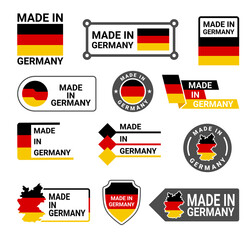 Made in Germany badge collection vector flat quality guarantee sticker with German flag