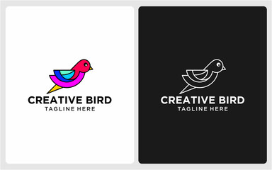 logo abstract bird full color modern cute