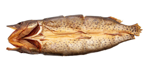 Smoked fish isolated on white
