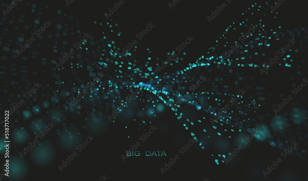 Poster particle liquid dots glowing abstract background. neon explosion splash surface shapes design. moder