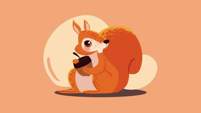 chipmunk animal in autumn season animation