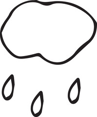 Raindrops, clouds, overcast, hand-drawn, Hand-drawn doodles illustration,
Line art