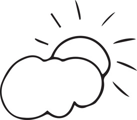 Sun, clouds, overcast, hand-drawn, Hand-drawn doodles illustration,
Line art