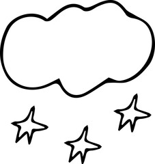 Stars, clouds, overcast, hand-drawn, Hand-drawn doodles illustration,
Line art