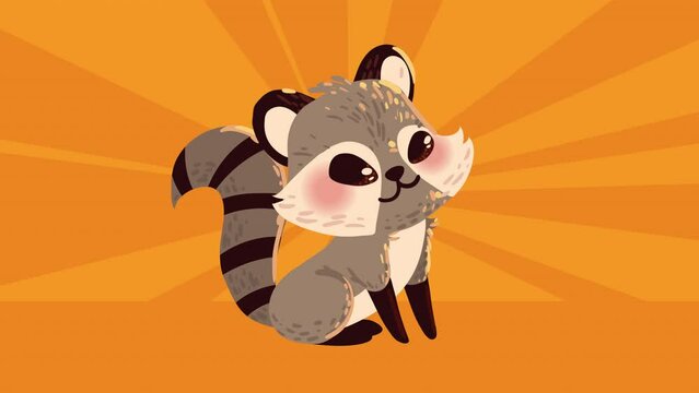 raccoon animal in autumn animation