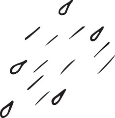 Rain drops, hand-drawn. Hand-drawn doodles illustration.
Line art.