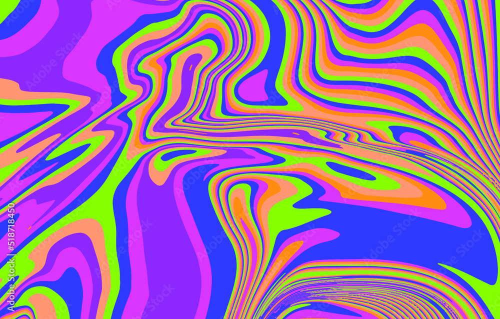 Poster abstract psychedelic trippy background in bright colors. the 70s retro lava style.