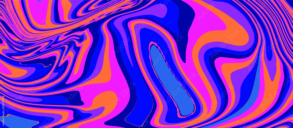 Poster abstract psychedelic trippy background in bright colors. the 70s retro lava style.