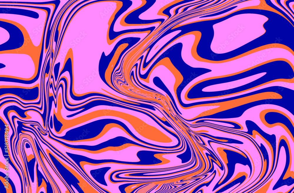 Poster abstract psychedelic trippy background in bright colors. the 70s retro lava style.