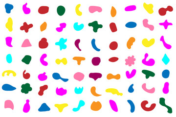 Random figures. Organic colored drops of irregular shape