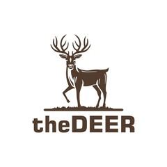 elegant deer logo, great silhouette of antler standing, vector illustrations