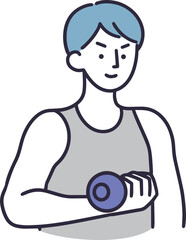 ダイエット　筋トレする男性　シンプルイラスト