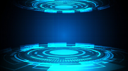 Abstract technology futuristic concept circle hud interface screen design on dark blue background