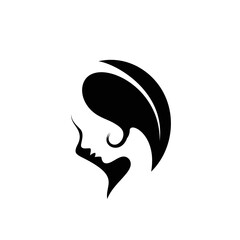 leaf face woman logo silhouette