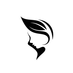 leaf woman face logo silhouette
