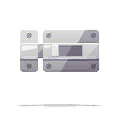 Door latch bolt lock vector isolated illustration