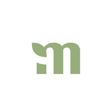 Letter m leaf logo identity. Simple leaf initial m organic logo for natural logo identity