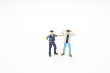 the mini of figure, policeman catch thief.