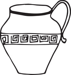 Vase illustration. Hand-drawn doodles illustration.
Line art.