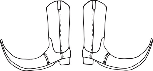 National shoes illustration. Hand-drawn doodles illustration.
Line art.