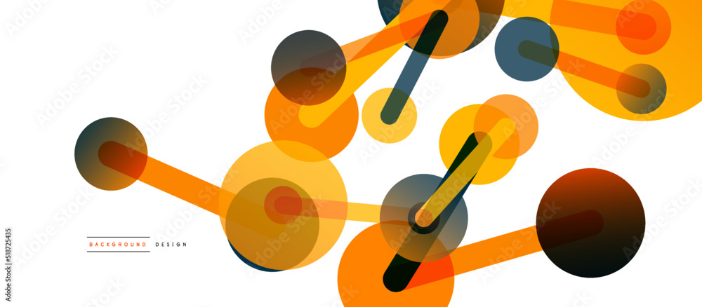 Poster line points connections geometric abstract background. circles connected by lines. trendy techno bus