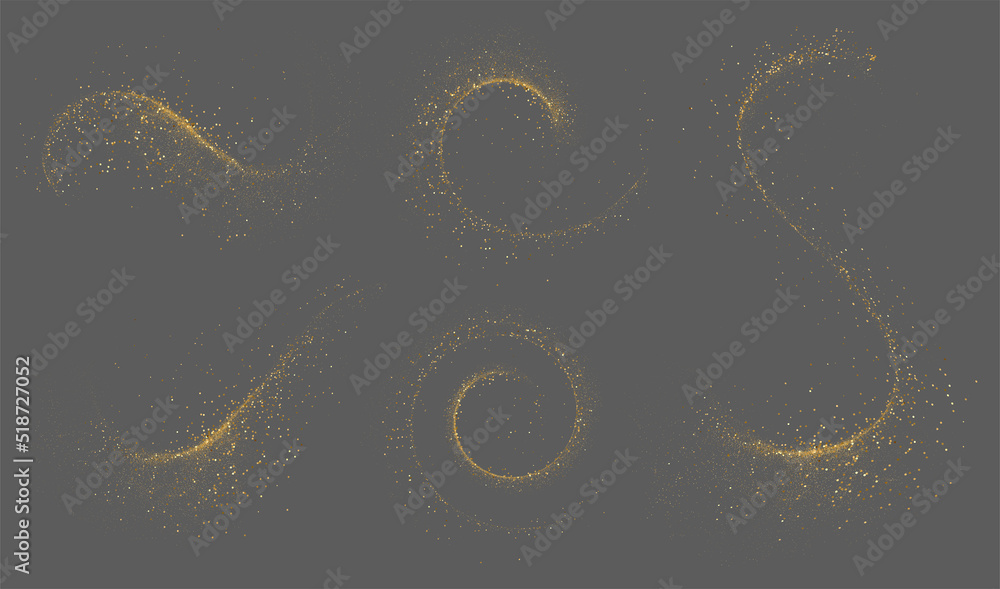 Poster set of abstract shiny gold glitter design element