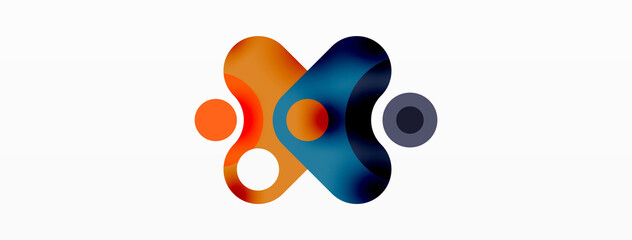 Obraz premium Creative geometric wallpaper. Minimal bubble arrow and circle abstract background. Techno business template for wallpaper, banner, background or landing