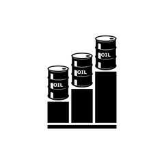 Increase oil graph icon. Oil barrel chart glyph icon isolated on white background