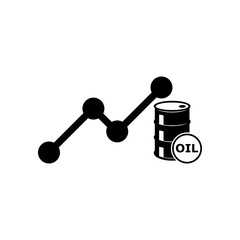 Increase oil graph icon. Oil barrel chart glyph icon isolated on white background