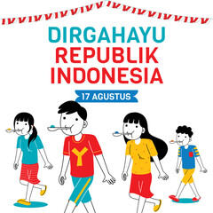 Indonesia independence day with character illustration