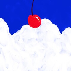Creamy clouds and cherry