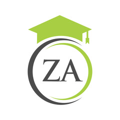 Letter ZA Education Logo Concept With Educational Graduation Hat Vector Template