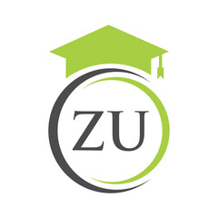 Letter ZU Education Logo Concept With Educational Graduation Hat Vector Template