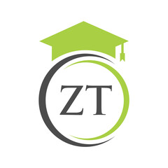 Letter ZT Education Logo Concept With Educational Graduation Hat Vector Template