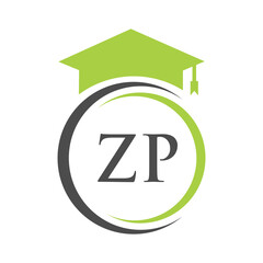 Letter ZP Education Logo Concept With Educational Graduation Hat Vector Template