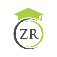 Letter ZR Education Logo Concept With Educational Graduation Hat Vector Template
